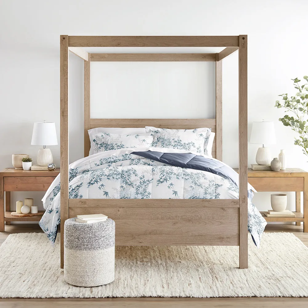 Bamboo Leaves Reversible Down-Alternative Comforter Set