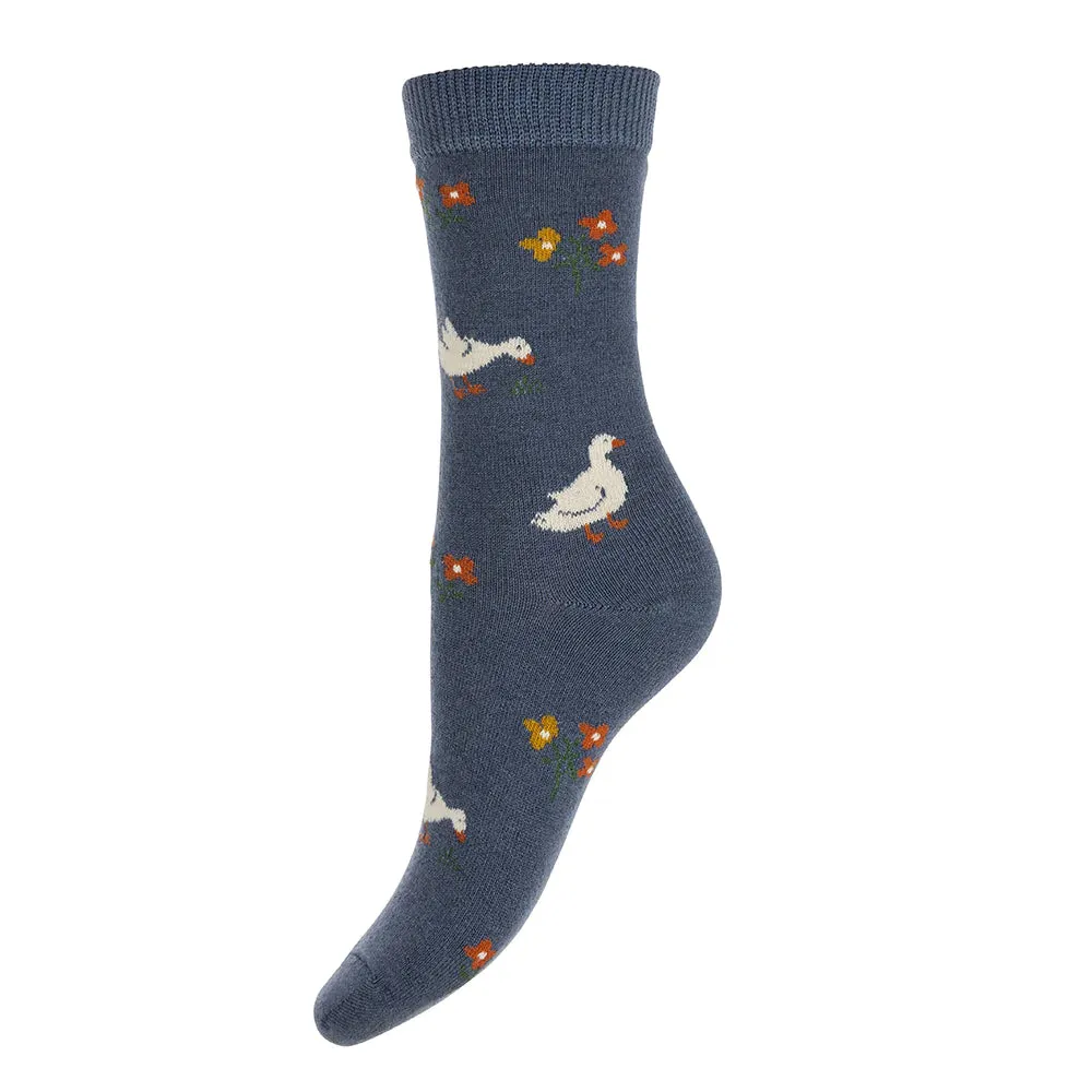 Blue Puddle Duck wool blend socks