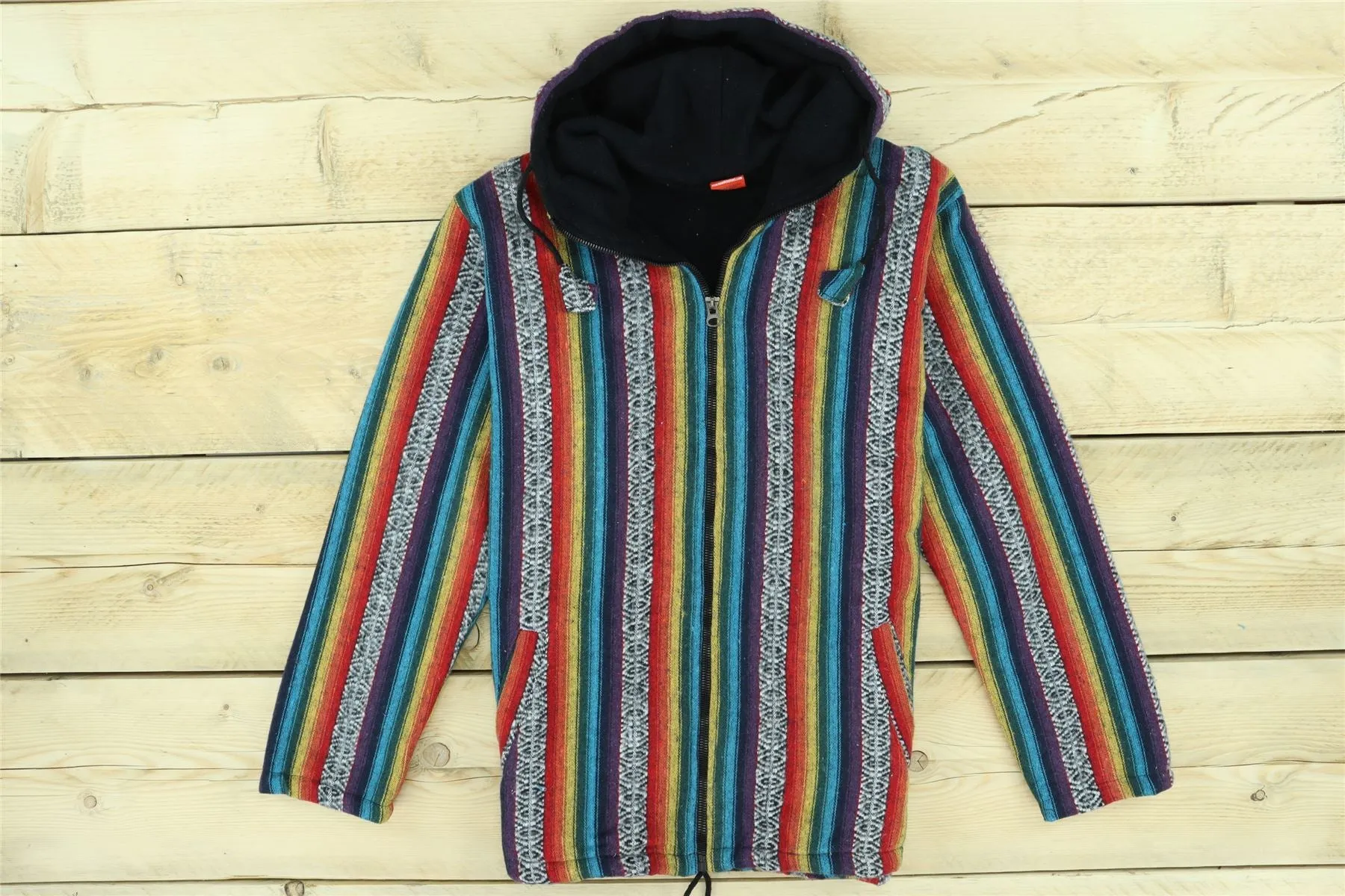 Brushed Gheri Cotton Hoodie Fleece Lined - Rainbow