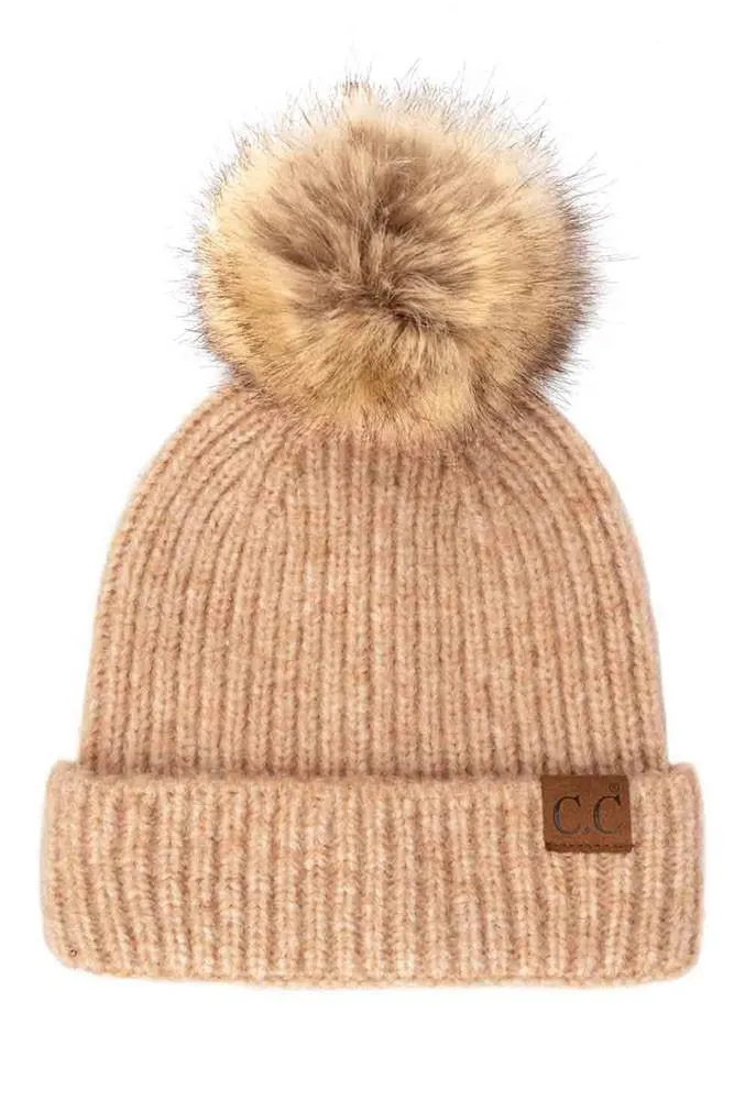 Classic Rib C.C Beanie with Pom