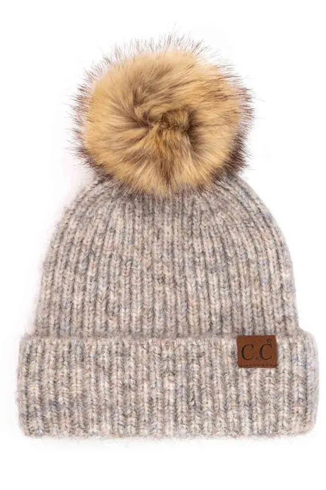 Classic Rib C.C Beanie with Pom