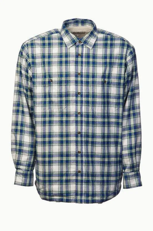 Collar Fleece Lined Flannel Shirt – Douglas Blue Tartan - Lee Valley