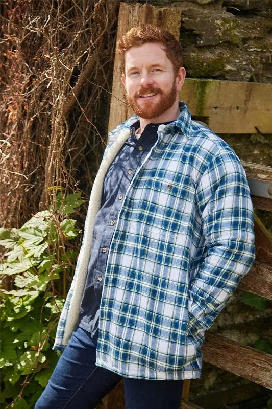 Collar Fleece Lined Flannel Shirt – Douglas Blue Tartan - Lee Valley