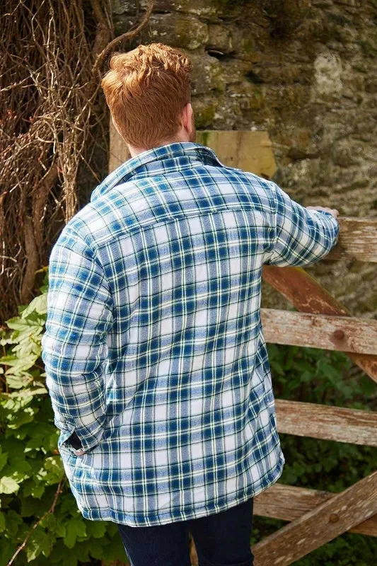 Collar Fleece Lined Flannel Shirt – Douglas Blue Tartan - Lee Valley