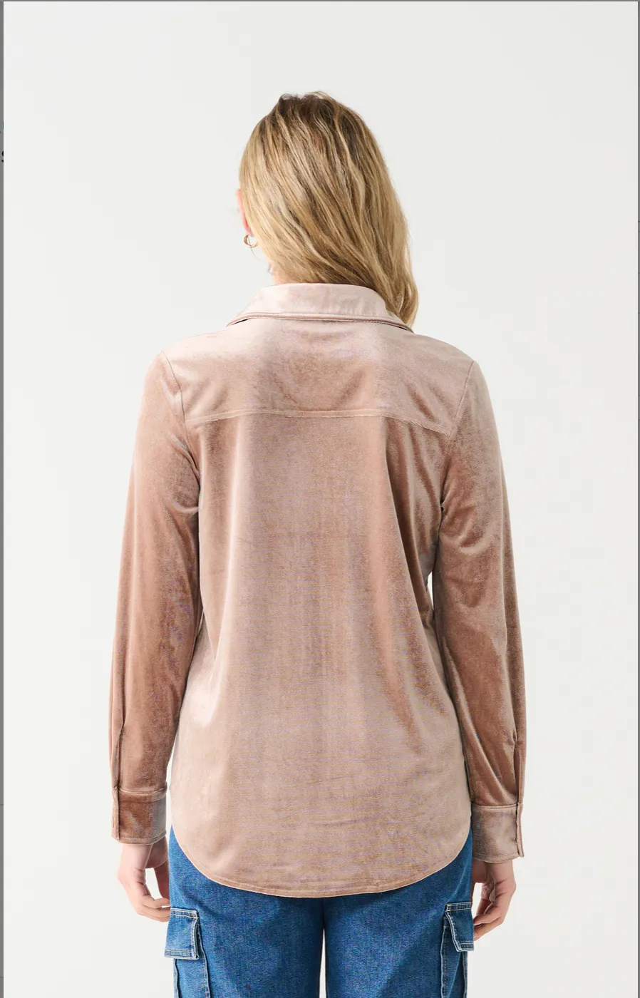 Dex Rusty Pink Button Down Velvet Top