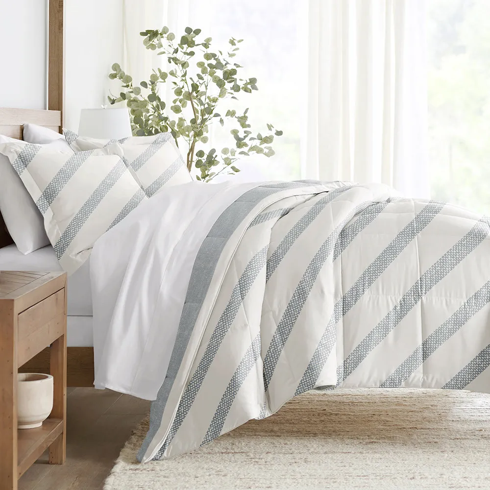 Distressed Stripe Reversible Down-Alternative Comforter Set