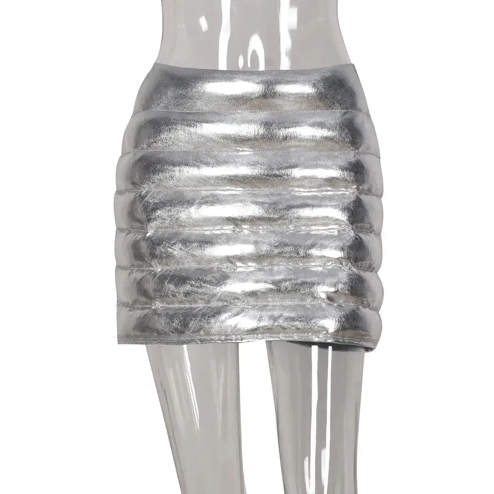 Double Bubble Puffer Mini Skirt^