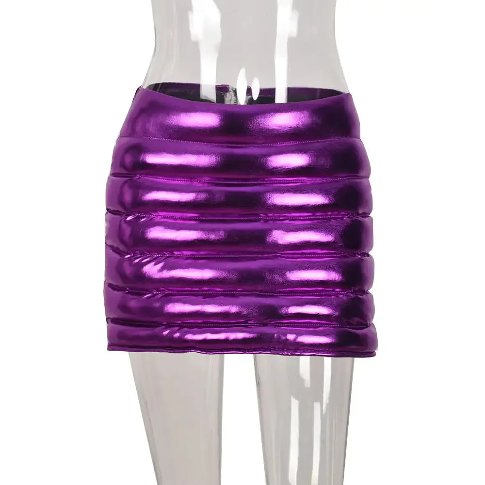 Double Bubble Puffer Mini Skirt^