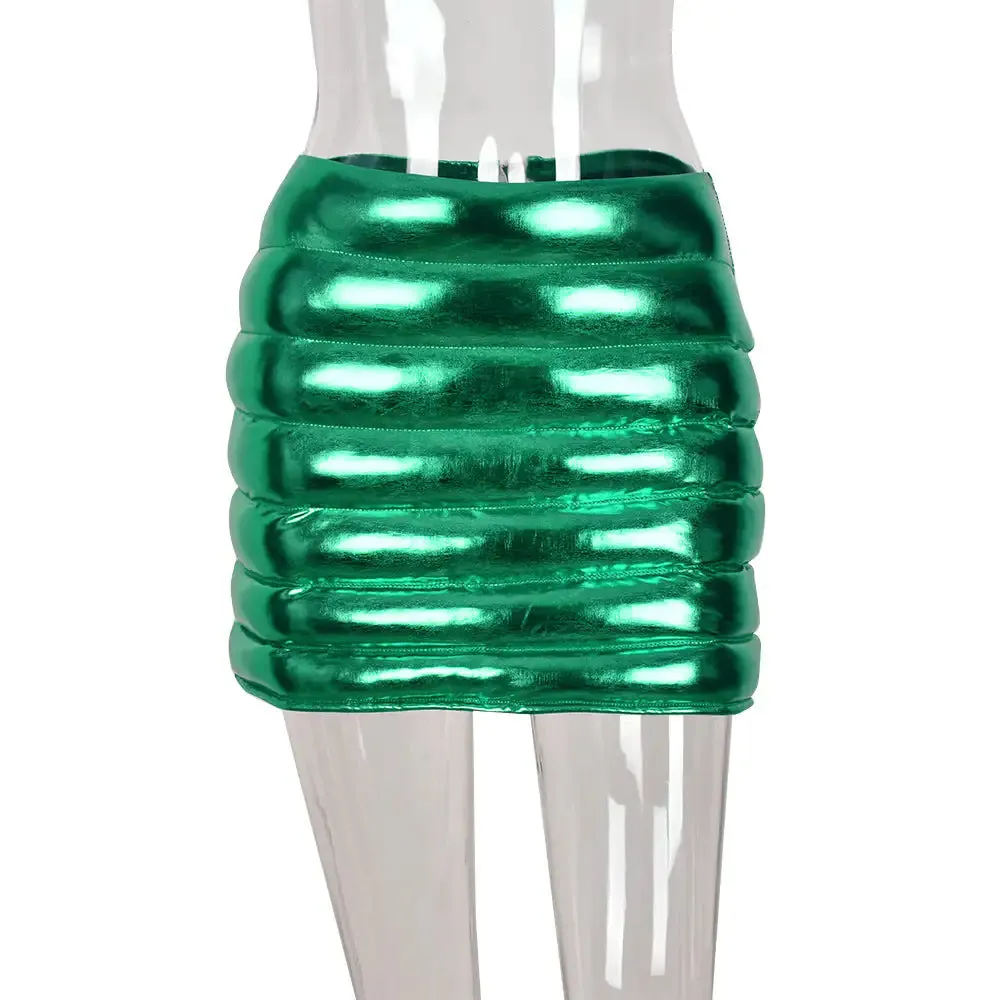 Double Bubble Puffer Mini Skirt^