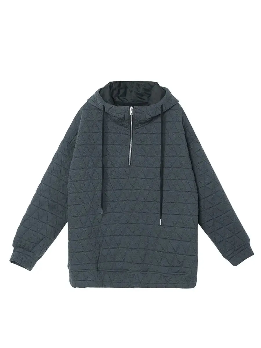 Drawstring Zipper Hooded Sweatshirt