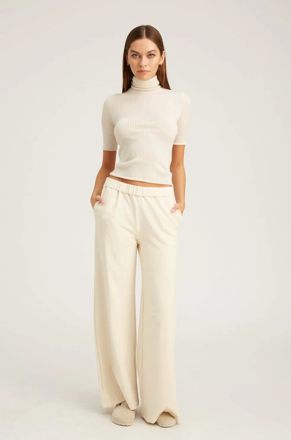 Ecru City Wide Leg Trouser