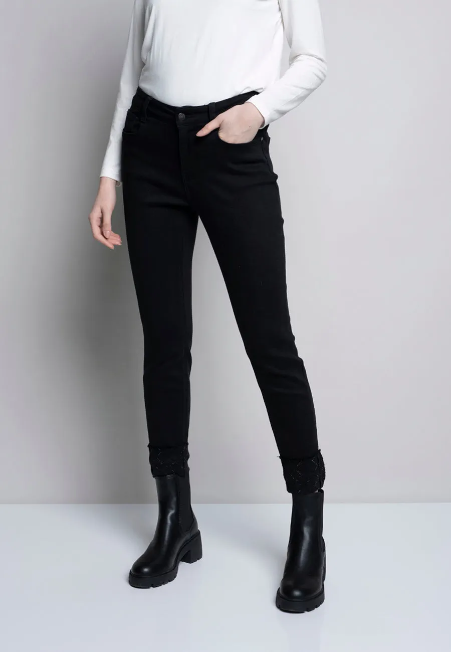 Embellished Cuff Ankle Length Jeans