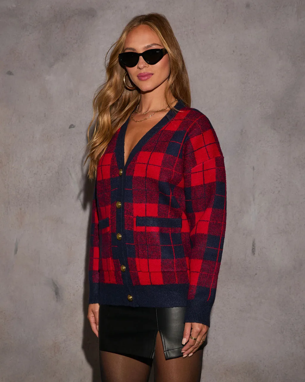 Fall Foliage Plaid Button Down Cardigan