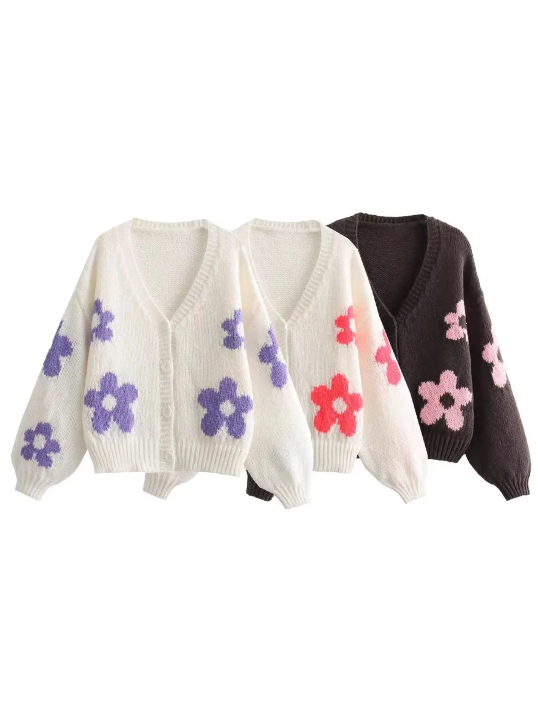 Fashionkova Azayla Floral Knit Cardigan