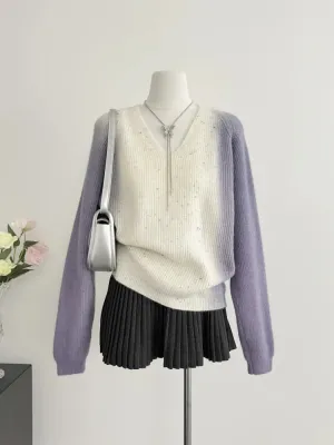 Girlary Women's Purple Pullover Sweater Harajuku Y2k Long Sleeve O-Neck Knitted Cashmere Sweaters 90s Vintage 2000s Clothes Autumn 2024