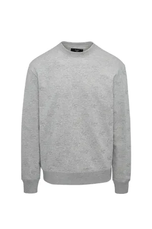 Heather Grey Men's Fleece All-Over Script Crew