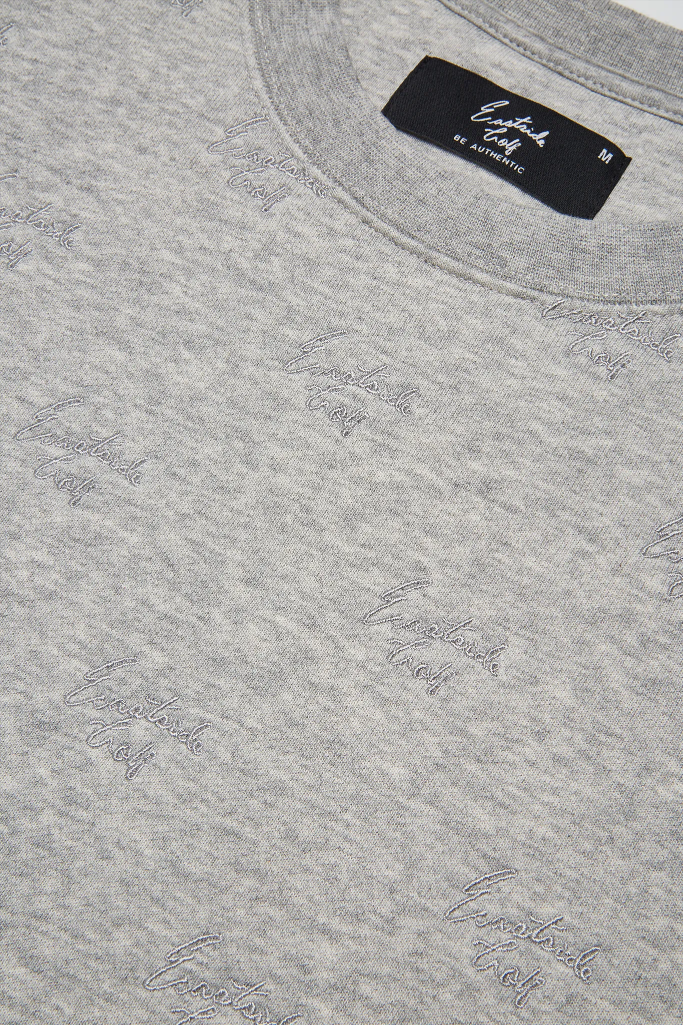 Heather Grey Men's Fleece All-Over Script Crew