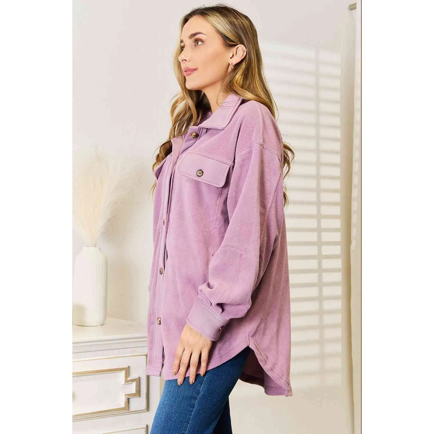 Heimish Cozy Girl Full Size Button Down Shacket