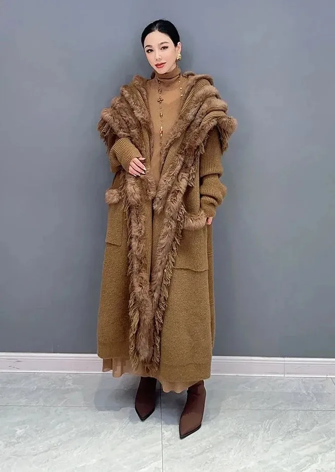 HEYFANCYSTYLE Plush Elegance Knitted Long Coat