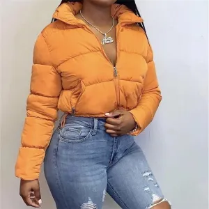 Ladies bubble puffer fashion crop jacket coat