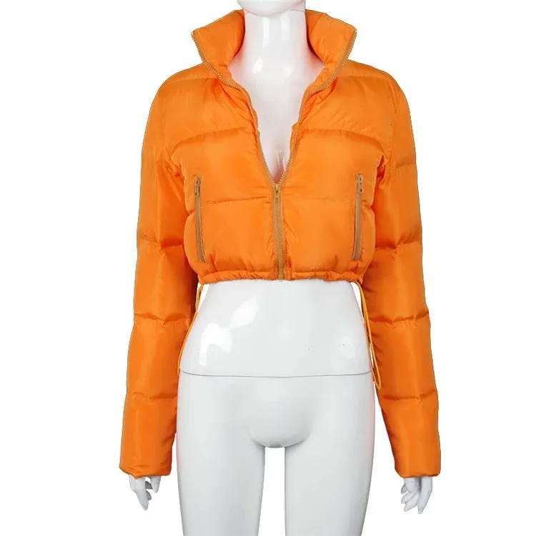 Ladies bubble puffer fashion crop jacket coat