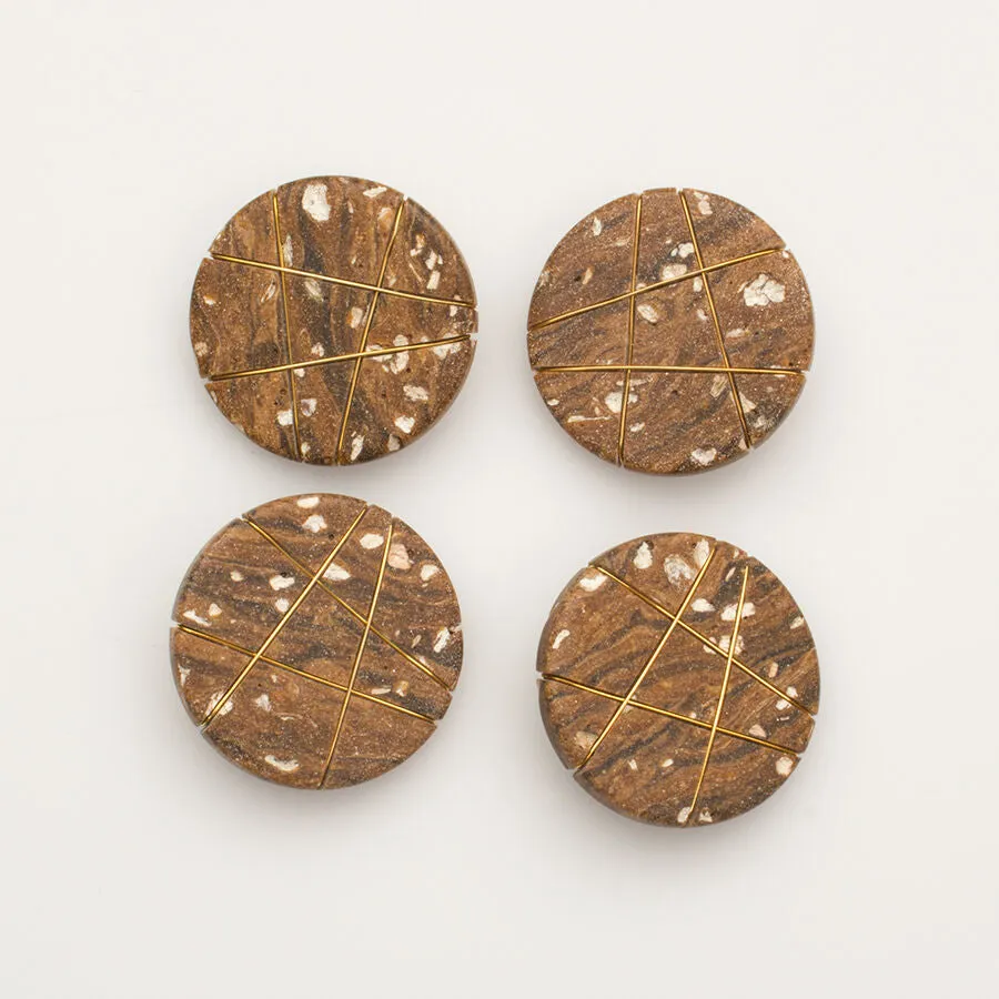 Large Brown Stone Effect Button