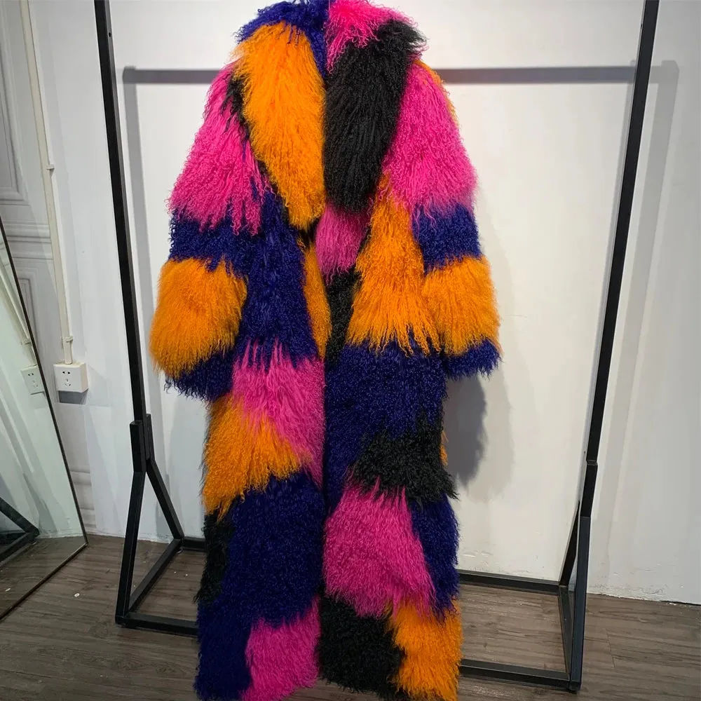 Luxury Real Mongolian Fur Coat - Long Length