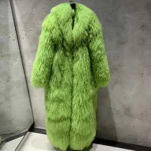 Luxury Real Mongolian Fur Coat - Long Length