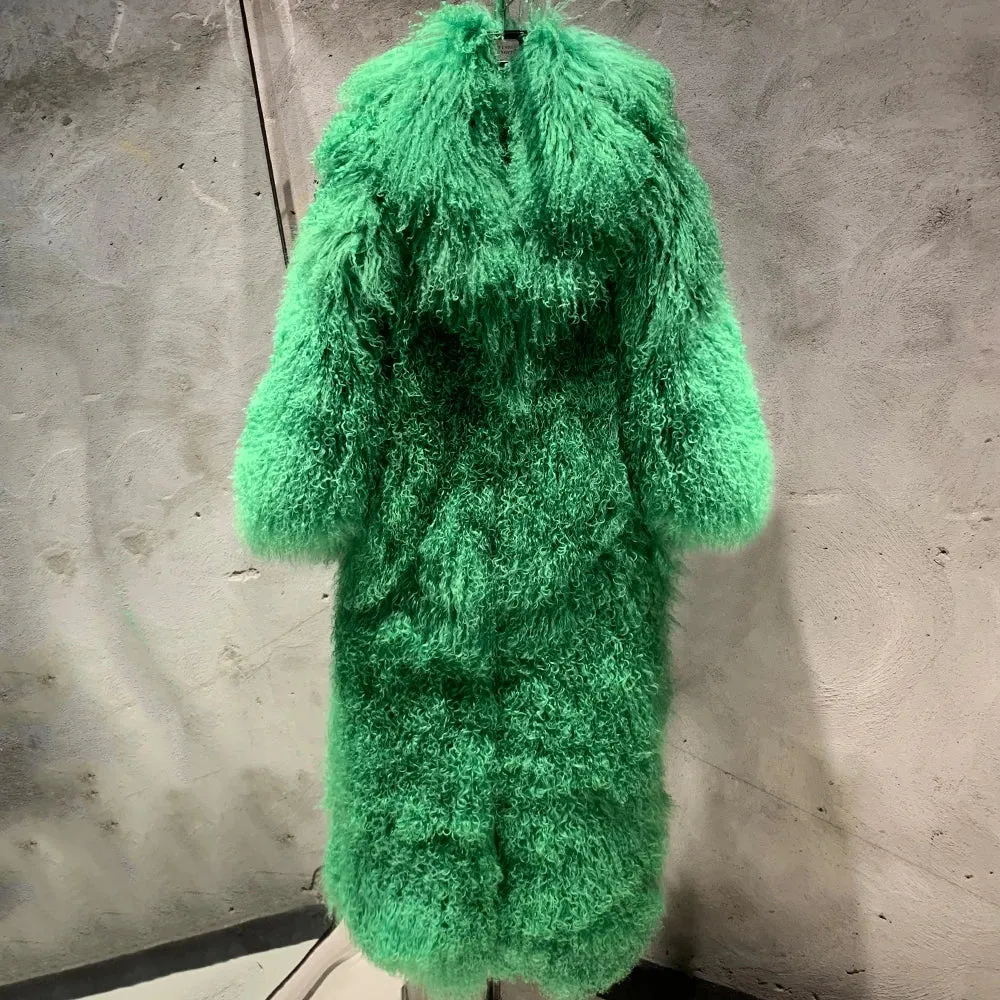 Luxury Real Mongolian Fur Coat - Long Length