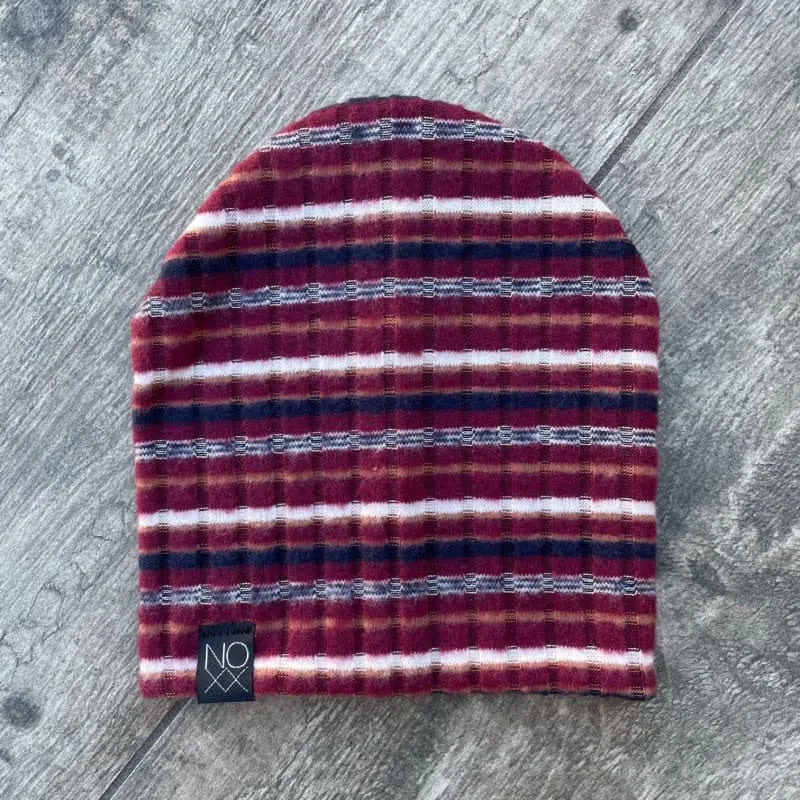 Maroon Stripes | Cozy Ribbed Knit Beanie