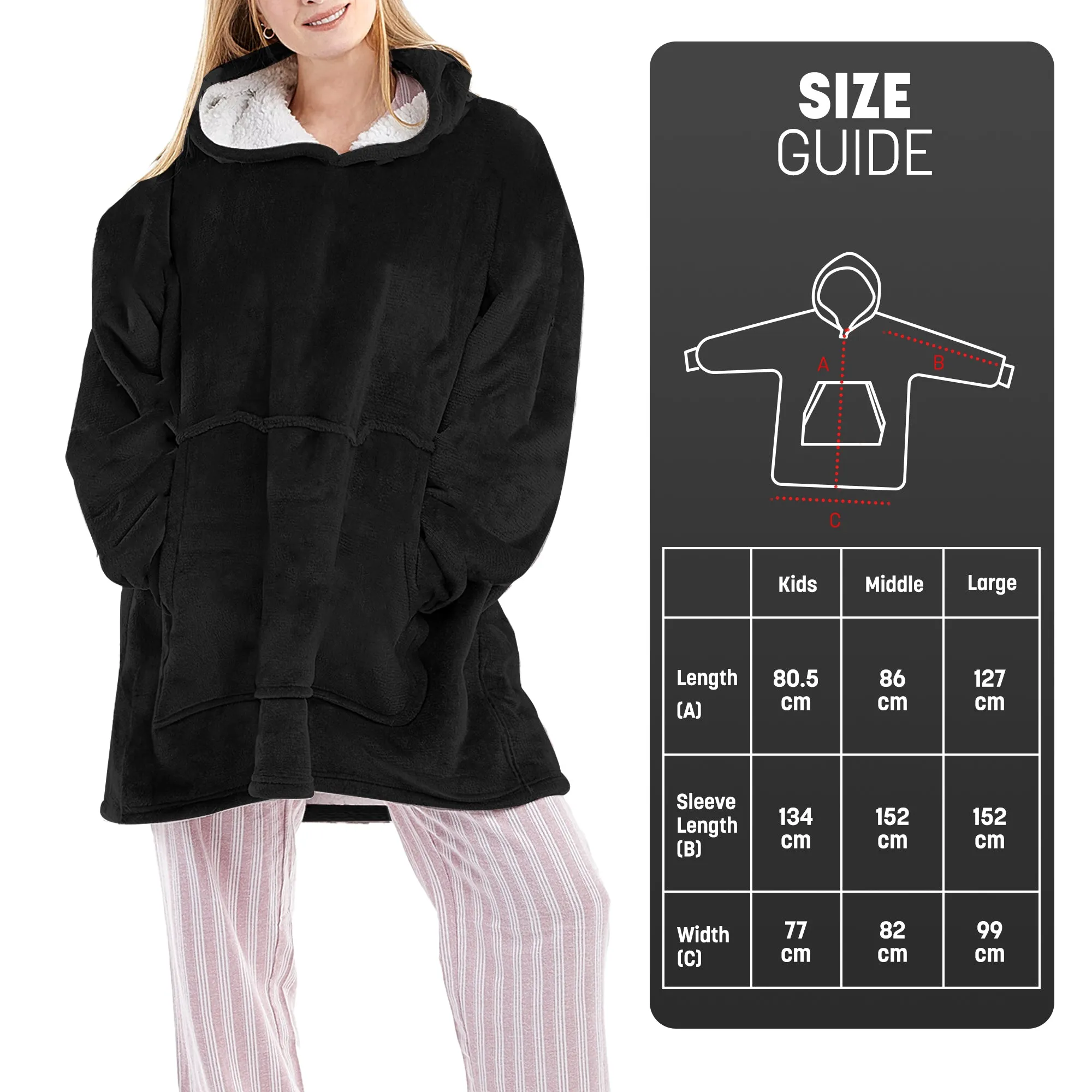 Oversized Blanket Hoodie - Thermal, Soft & Comfortable and Long Length Throw Hoodie