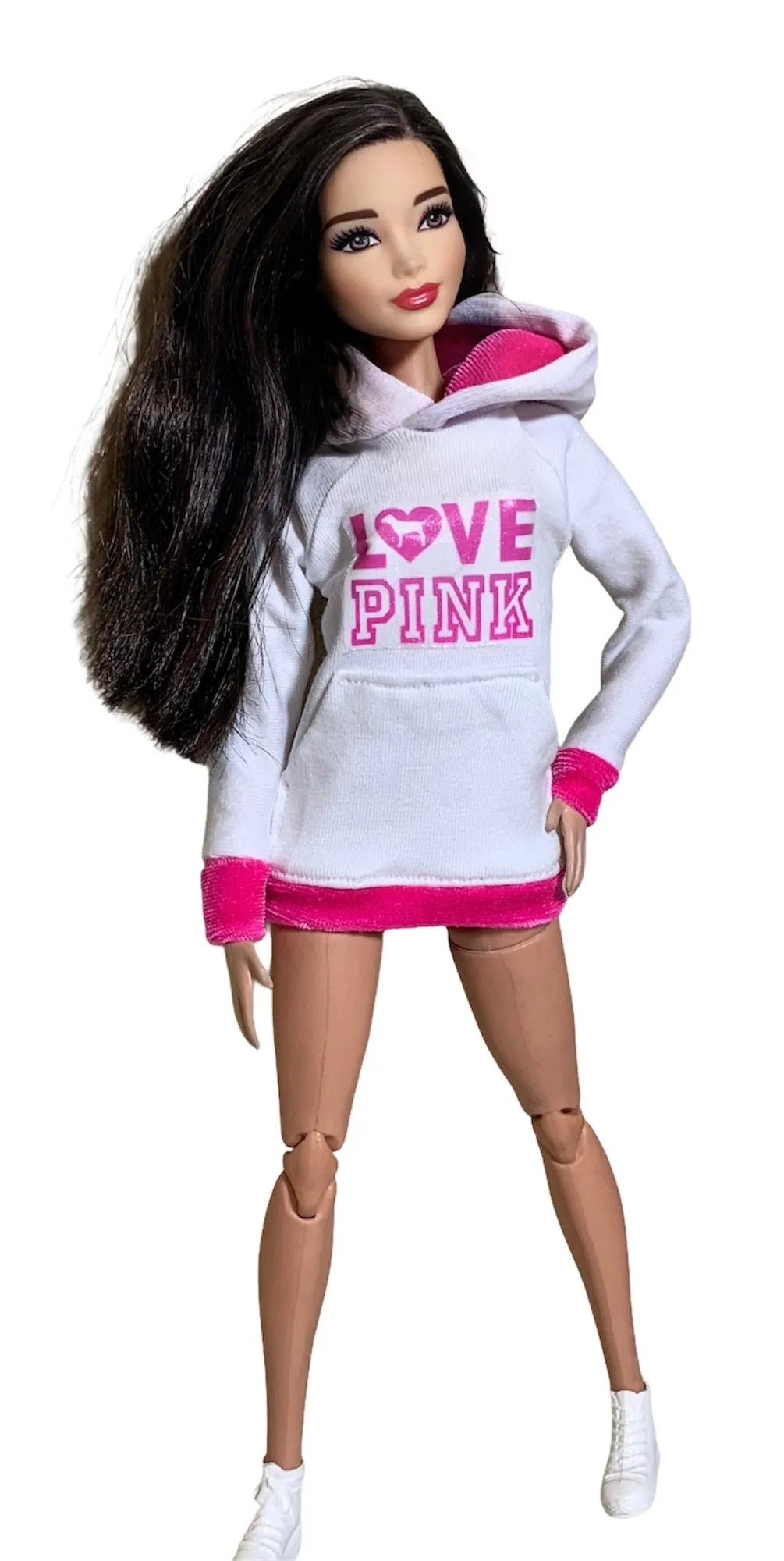 Pink and white Hoodie for Barbie Doll