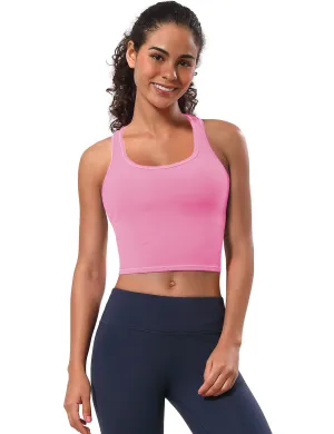 Racerback Athletic Crop Tank Tops lightpink_Pilates