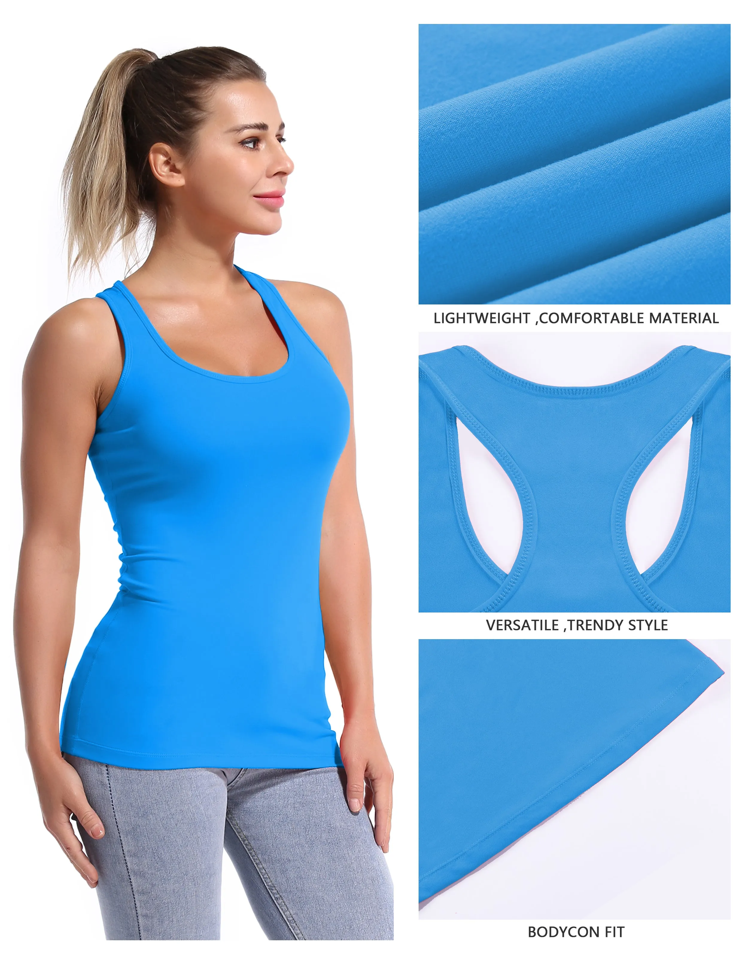 Racerback Athletic Tank Tops electricblue_Running