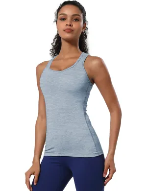 Racerback Athletic Tank Tops heatherblue_Running