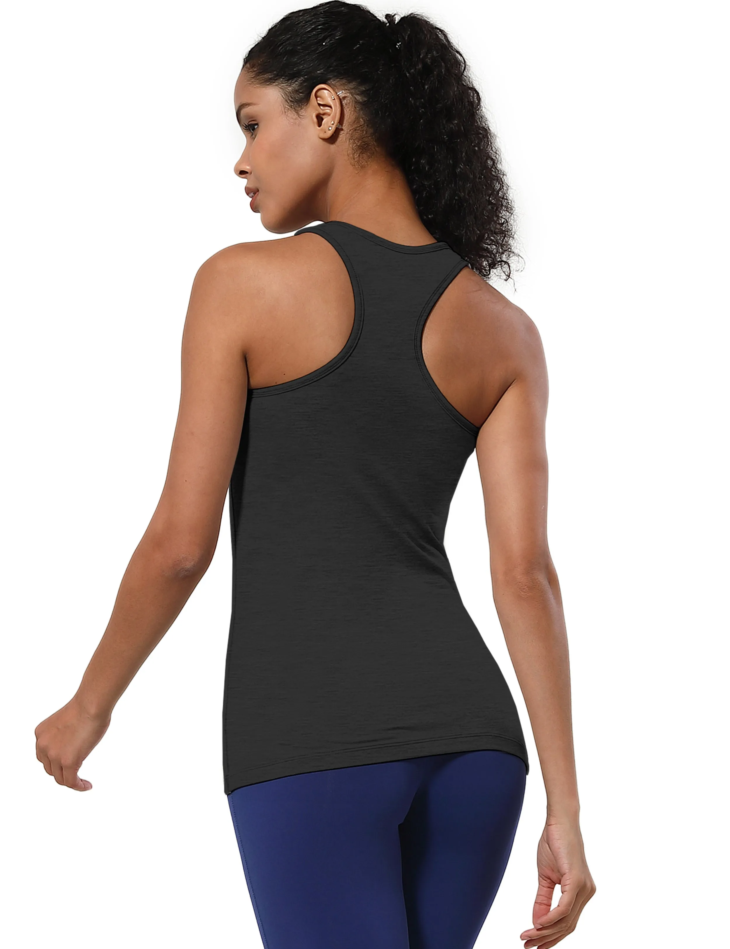 Racerback Athletic Tank Tops heathercharcoal_yogastudio