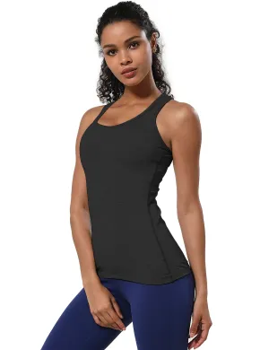 Racerback Athletic Tank Tops heathercharcoal_yogastudio