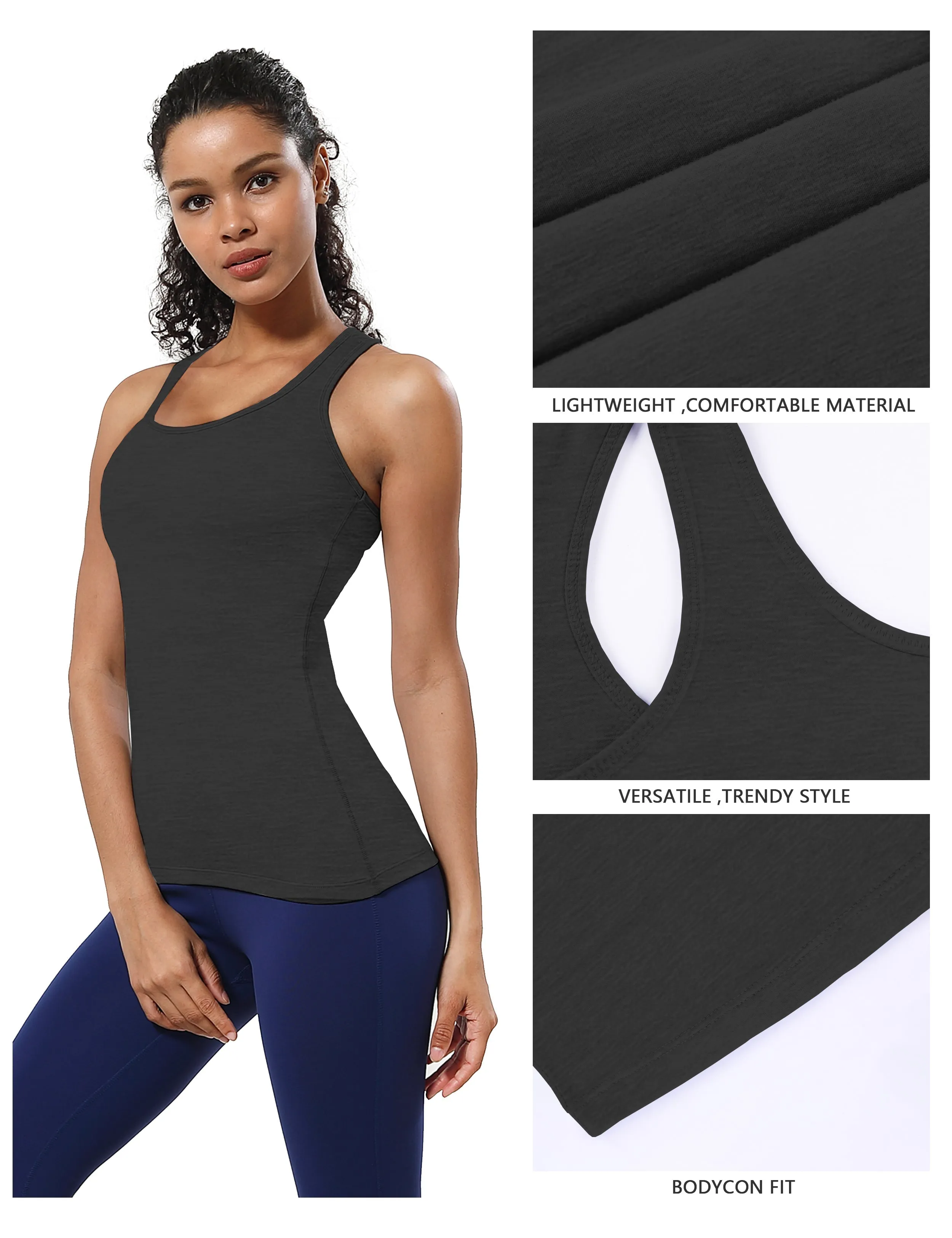 Racerback Athletic Tank Tops heathercharcoal_yogastudio