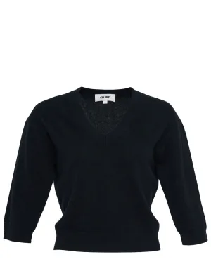 Recycled Cashmere V-Neck Cropped Sweater