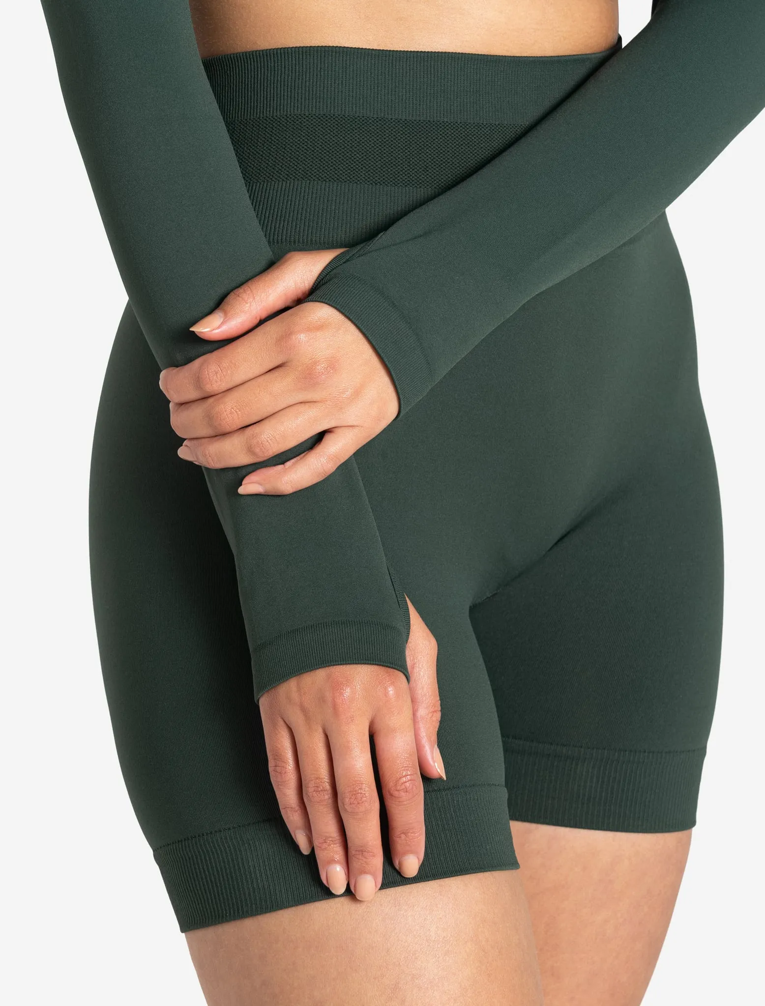 Scrunch Seamless Crop 1/2 Zip - Forest Green