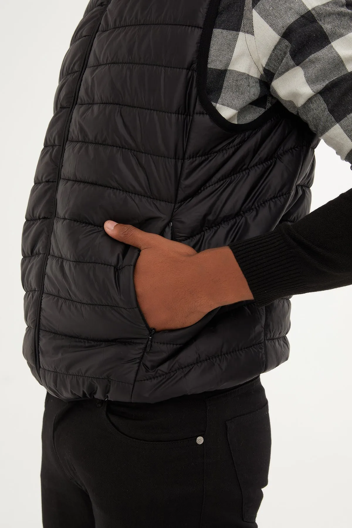 Slim Fit Black Down Like Padded Vest