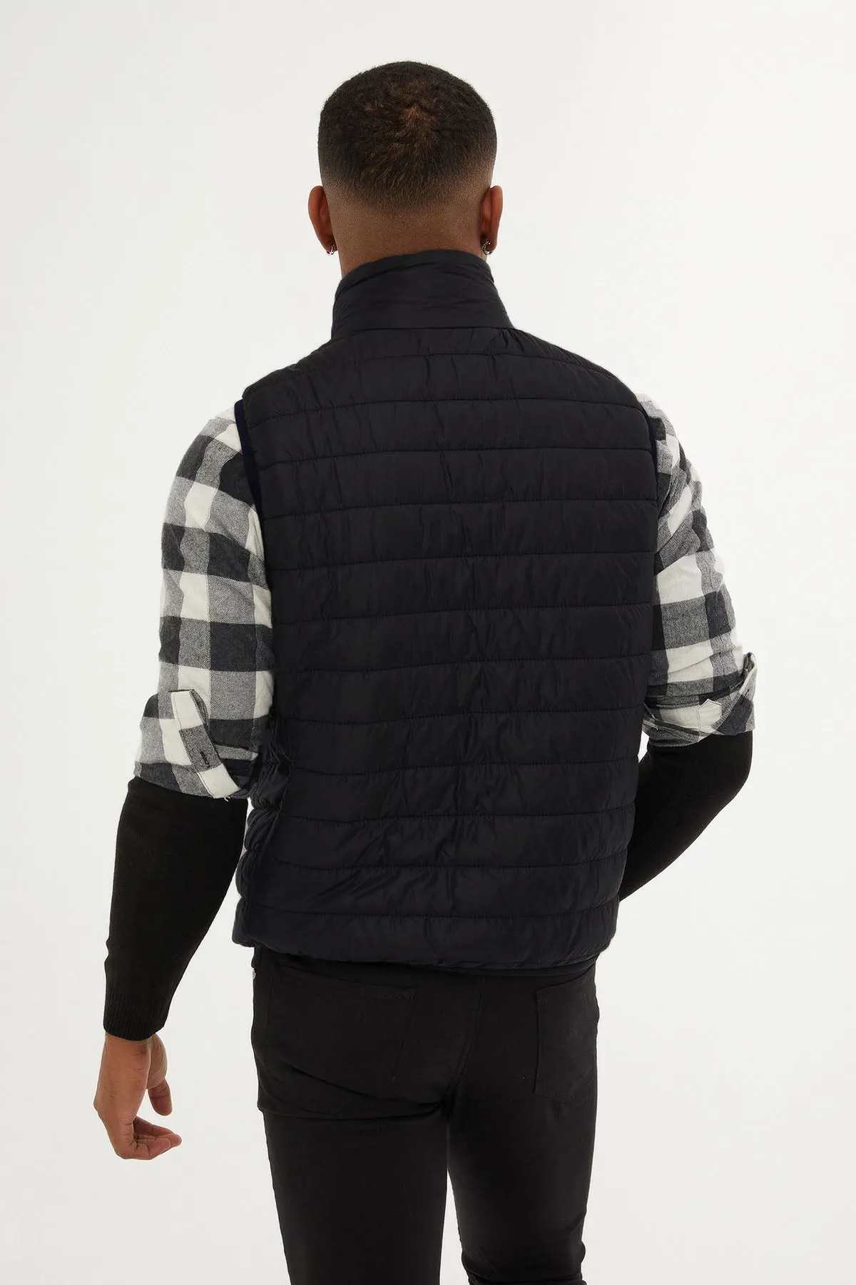 Slim Fit Navy Down Like Padded Vest