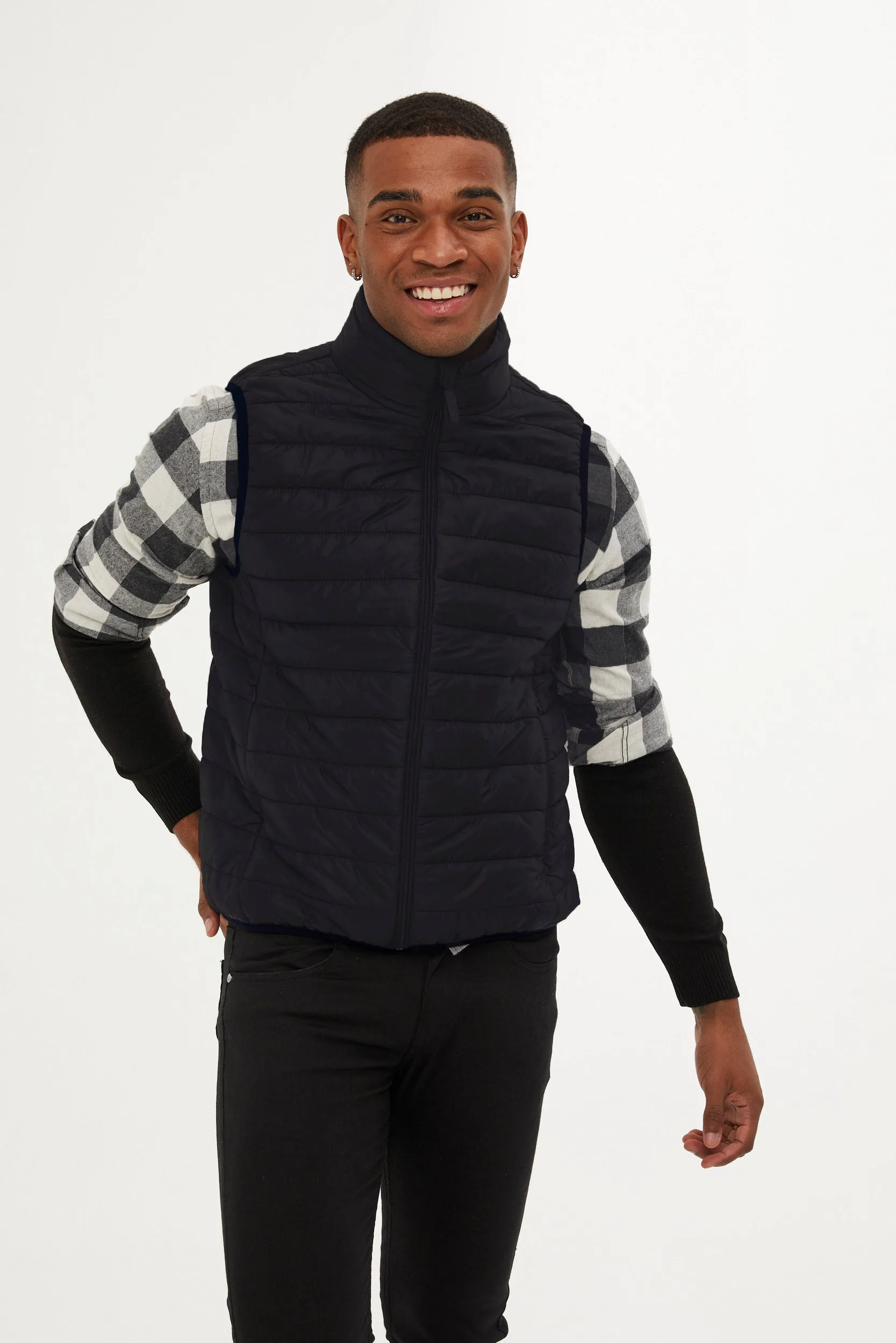 Slim Fit Navy Down Like Padded Vest