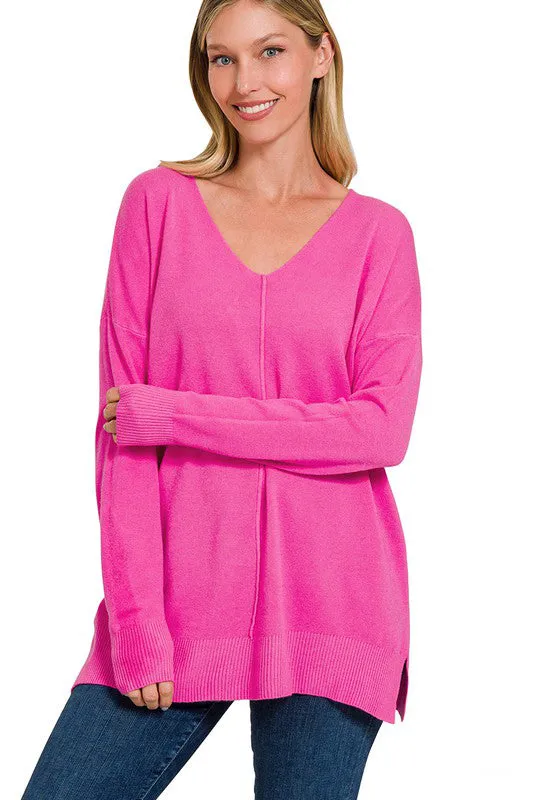 Soft Front Seam V-Neck Pullovers - 2 Colors!