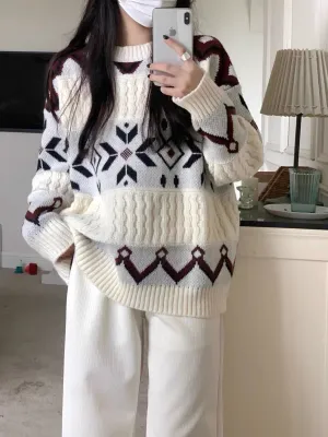 Soft Warm Knit Aztec Sweater