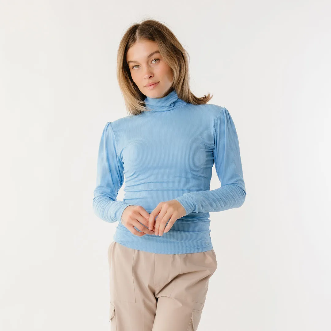 Tessa Long Sleeve, Bright Blue Rib