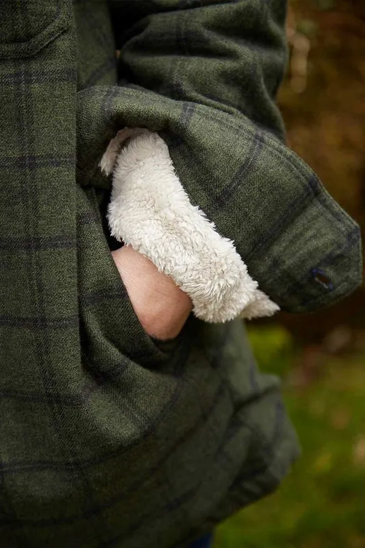 Women Collar Fleece Lined Flannel Shirt - Forest Green and Black Check - Lee Valley