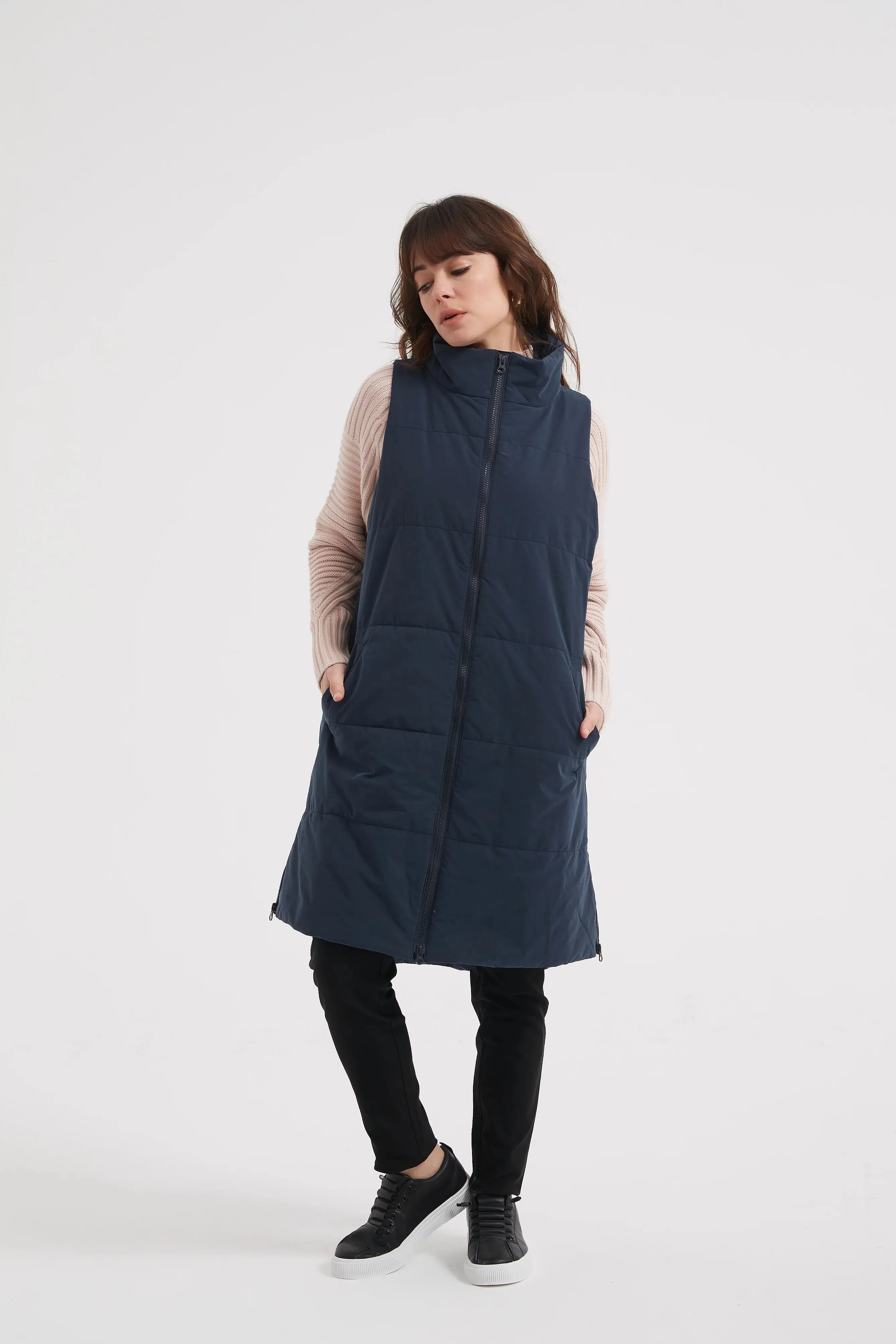 Zip Hem Puffer Vest | Navy